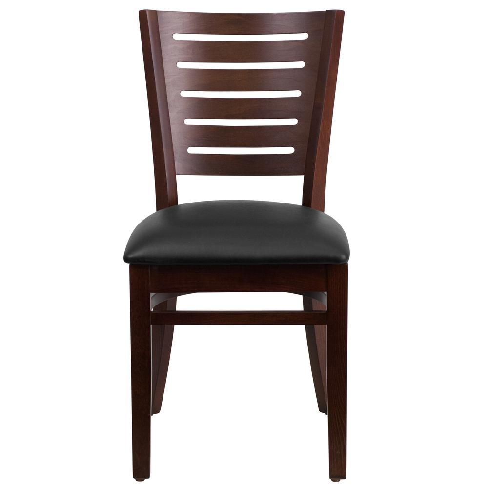 Darby Series Slat Back Walnut Wood Restaurant Chair - Black Vinyl Seat By Flash Furniture | Dining Chairs | Modishstore - 4