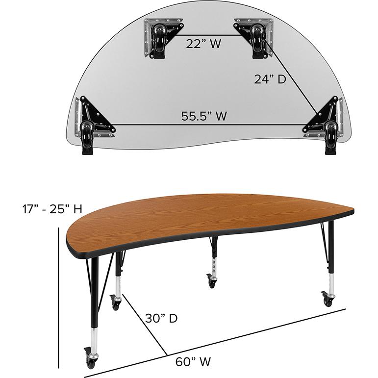Mobile 76" Oval Wave Collaborative Laminate Activity Table Set With 14" Student Stack Chairs, Grey/Black By Flash Furniture | Dining Sets | Modishstore - 3