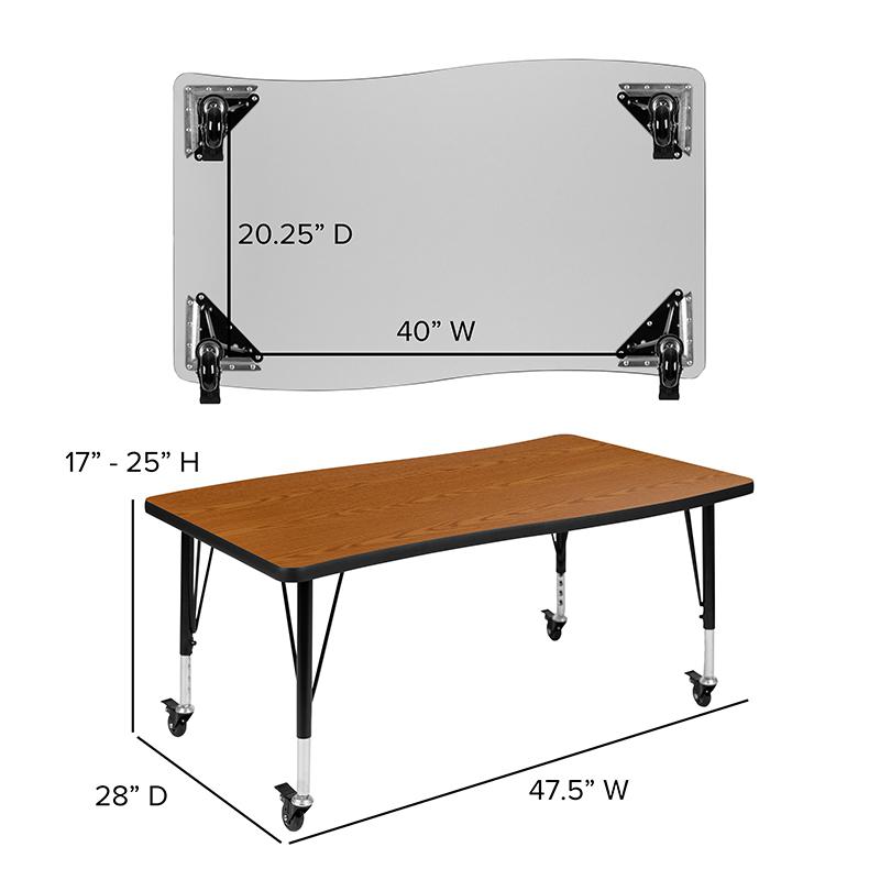 Mobile 86" Oval Wave Collaborative Laminate Activity Table Set With 14" Student Stack Chairs, Grey/Black By Flash Furniture | Dining Sets | Modishstore - 2