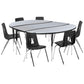86" Oval Wave Collaborative Laminate Activity Table Set With 18" Student Stack Chairs, Grey/Black By Flash Furniture | Dining Sets | Modishstore - 2