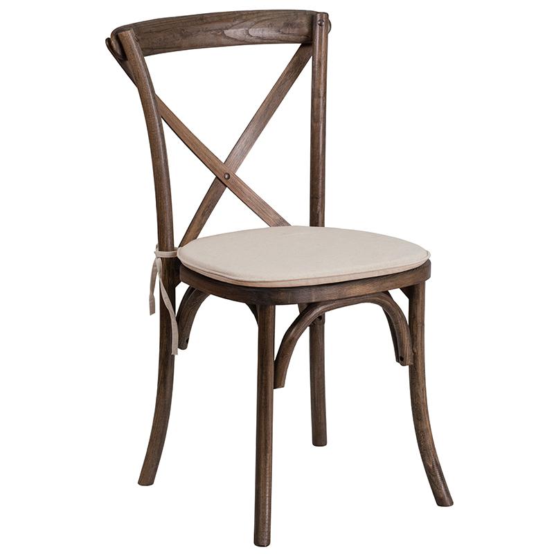 Hercules Series Stackable Early American Wood Cross Back Chair With Cushion By Flash Furniture | Dining Chairs | Modishstore - 2