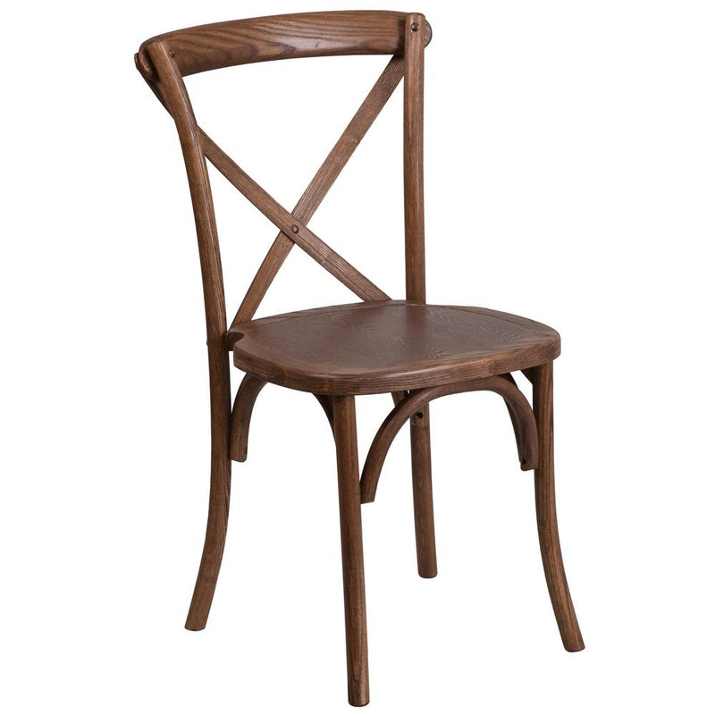 Hercules Series Stackable Pecan Wood Cross Back Chair By Flash Furniture | Dining Chairs | Modishstore - 1