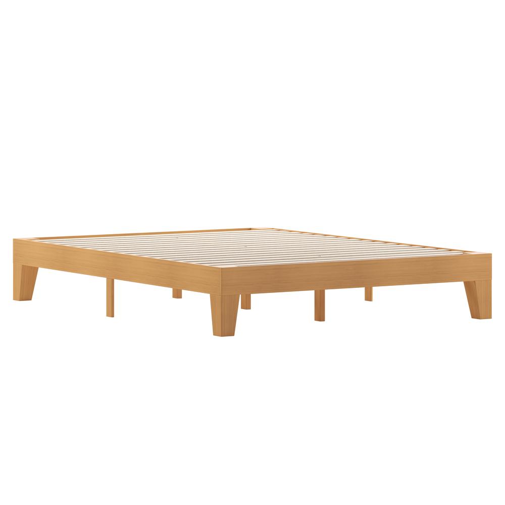 Evelyn Natural Pine Finish Solid Wood Queen Platform Bed With Wooden Support Slats, No Box Spring Required By Flash Furniture | Beds | Modishstore