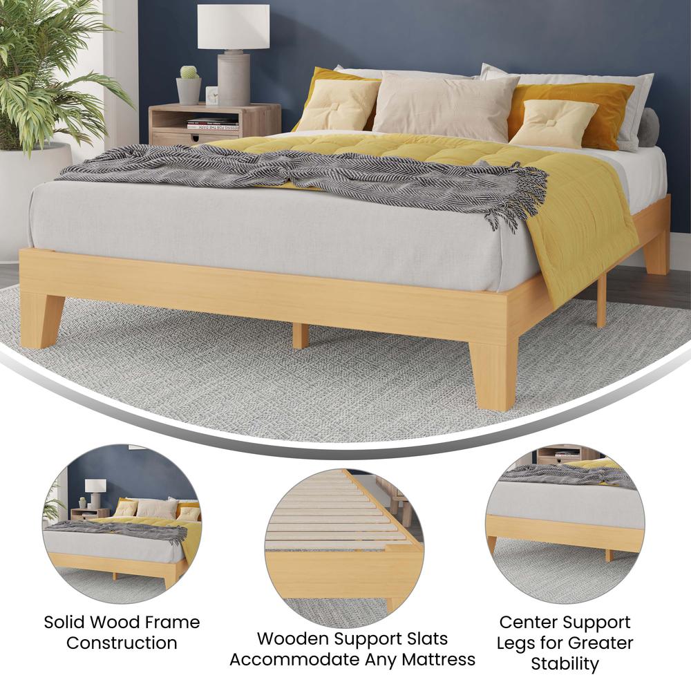 Evelyn Natural Pine Finish Solid Wood Queen Platform Bed With Wooden Support Slats, No Box Spring Required By Flash Furniture | Beds | Modishstore - 4