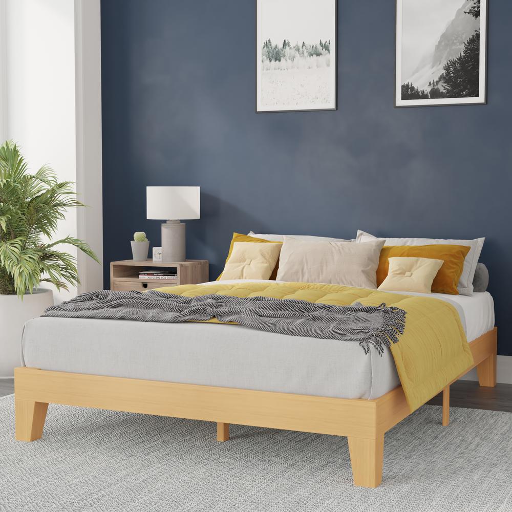 Evelyn Natural Pine Finish Solid Wood Queen Platform Bed With Wooden Support Slats, No Box Spring Required By Flash Furniture | Beds | Modishstore - 2