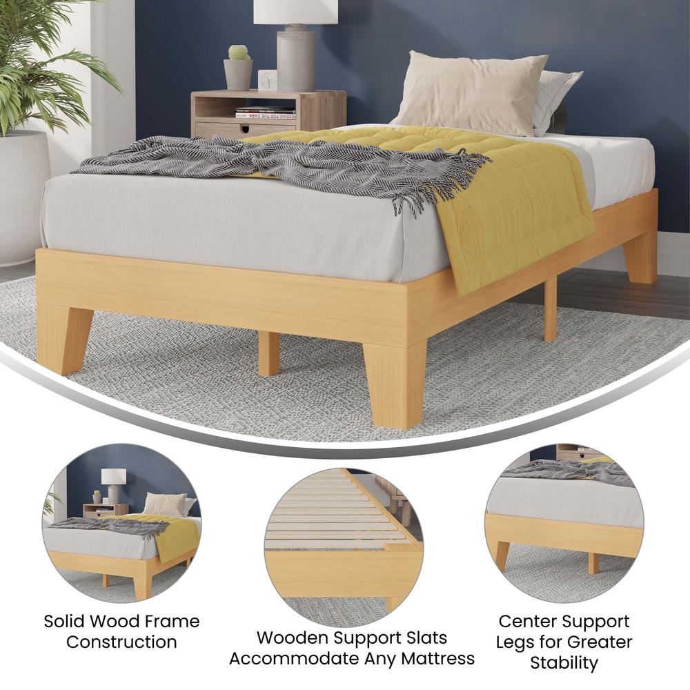 Evelyn Natural Pine Finish Solid Wood Twin Platform Bed With Wooden Support Slats, No Box Spring Required By Flash Furniture | Beds | Modishstore - 4