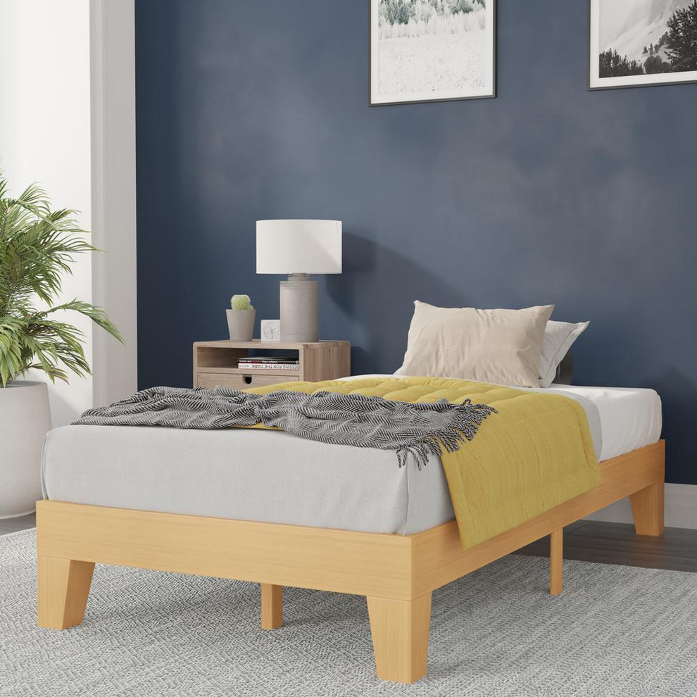 Evelyn Natural Pine Finish Solid Wood Twin Platform Bed With Wooden Support Slats, No Box Spring Required By Flash Furniture | Beds | Modishstore - 2