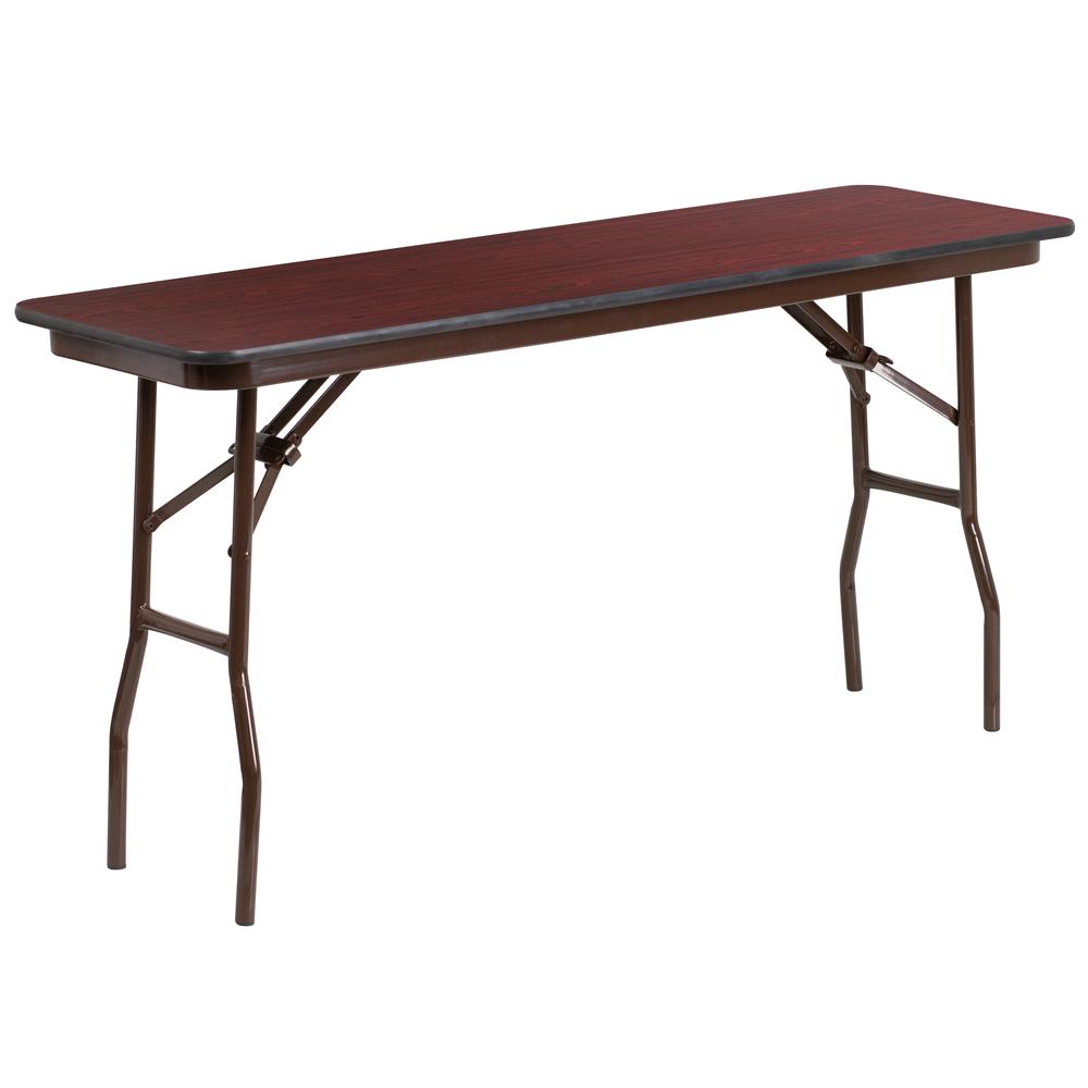 18'' X 60'' Rectangular Mahogany Melamine Laminate Folding Training Table By Flash Furniture | Side Tables | Modishstore - 1