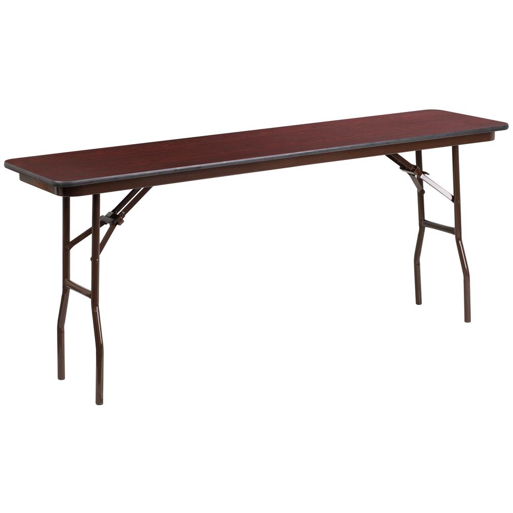 6-Foot Mahogany Melamine Laminate Folding Training Table By Flash Furniture | Side Tables | Modishstore - 1