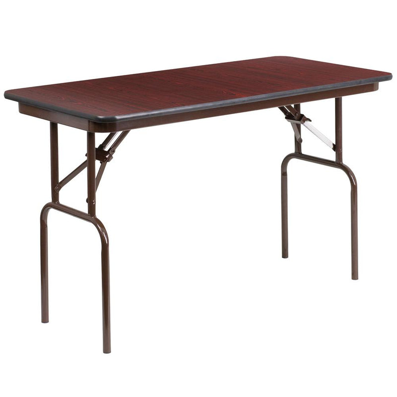 4-Foot Mahogany Melamine Laminate Folding Banquet Table By Flash Furniture | Side Tables | Modishstore - 1