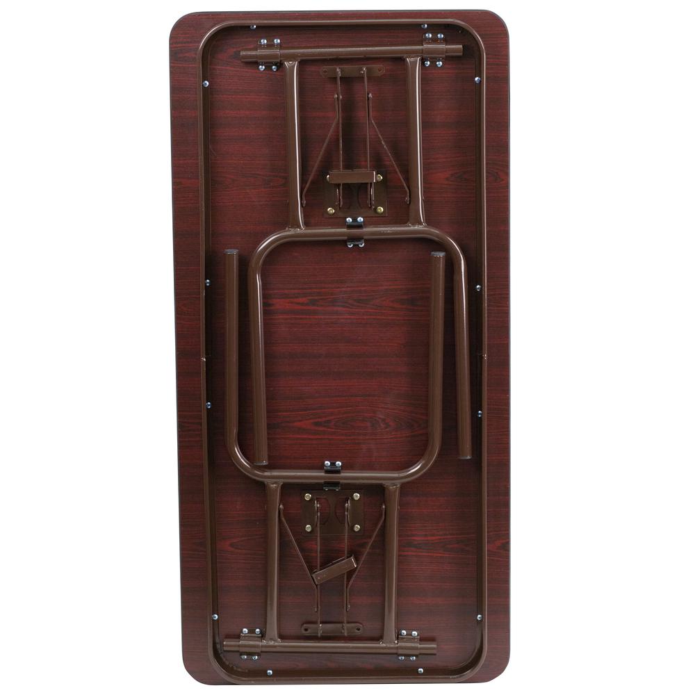 4-Foot Mahogany Melamine Laminate Folding Banquet Table By Flash Furniture | Side Tables | Modishstore - 2