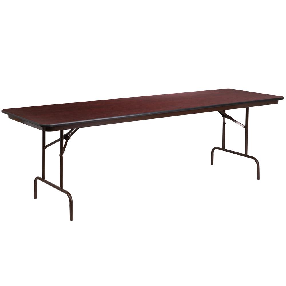 8-Foot High Pressure Mahogany Laminate Folding Banquet Table By Flash Furniture | Side Tables | Modishstore - 1