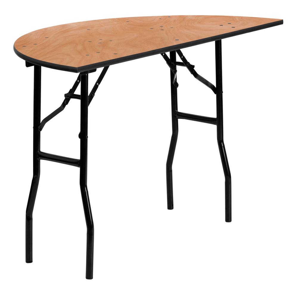 4-Foot Half-Round Wood Folding Banquet Table By Flash Furniture | Side Tables | Modishstore - 1