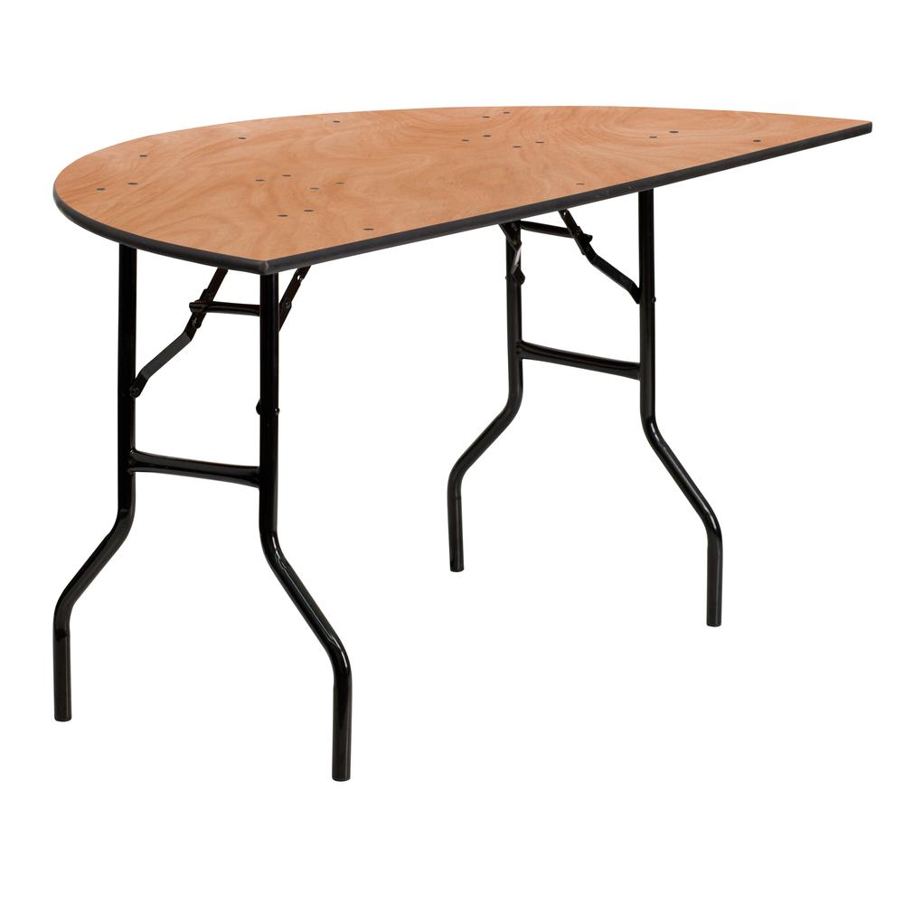 5-Foot Half-Round Wood Folding Banquet Table By Flash Furniture | Side Tables | Modishstore - 1