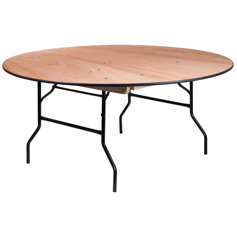 66'' Round Wood Folding Banquet Table With Clear Coated Finished Top By Flash Furniture | Side Tables | Modishstore - 1