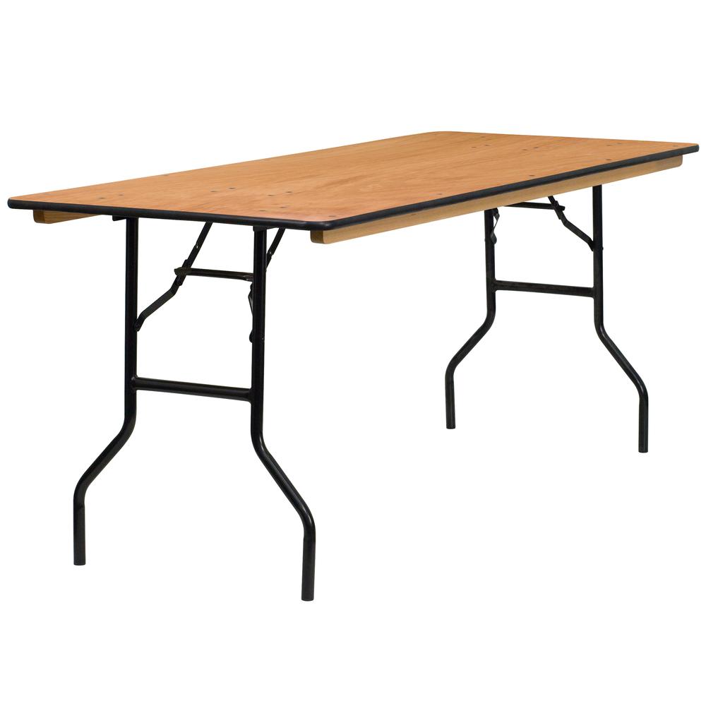 6-Foot Rectangular Wood Folding Banquet Table With Clear In Coated Finished Top By Flash Furniture | Side Tables | Modishstore - 1