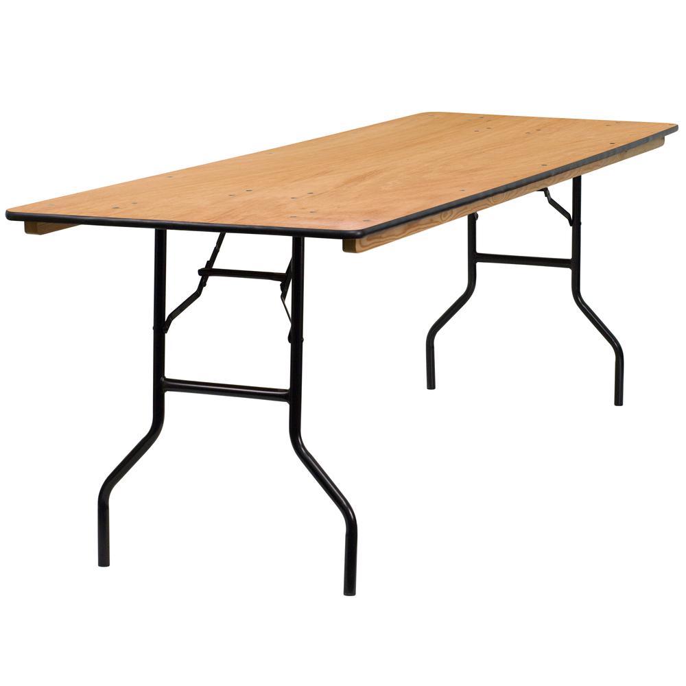 8-Foot Rectangular Wood Folding Banquet Table With Clear In Coated Finished Top By Flash Furniture | Side Tables | Modishstore - 1