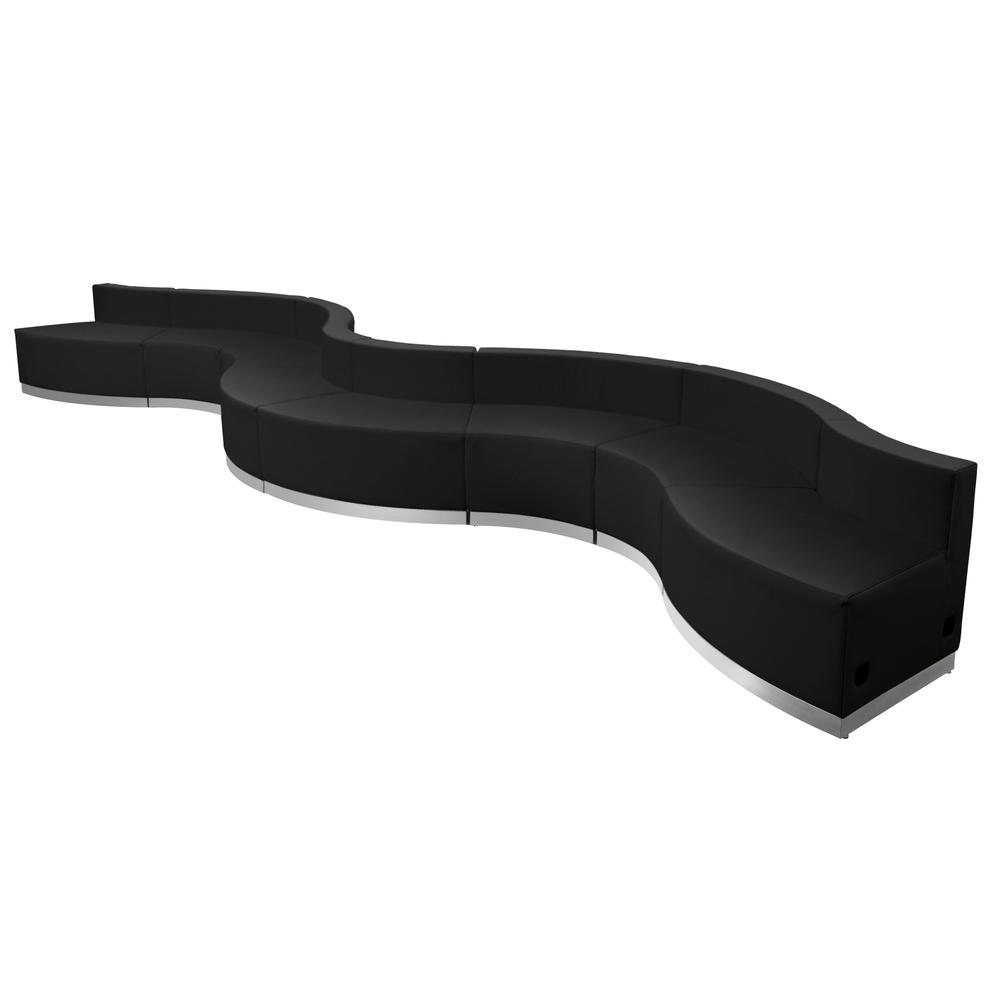 Hercules Alon Series Black Leathersoft Reception Configuration, 8 Pieces By Flash Furniture | Sofa Set | Modishstore - 3