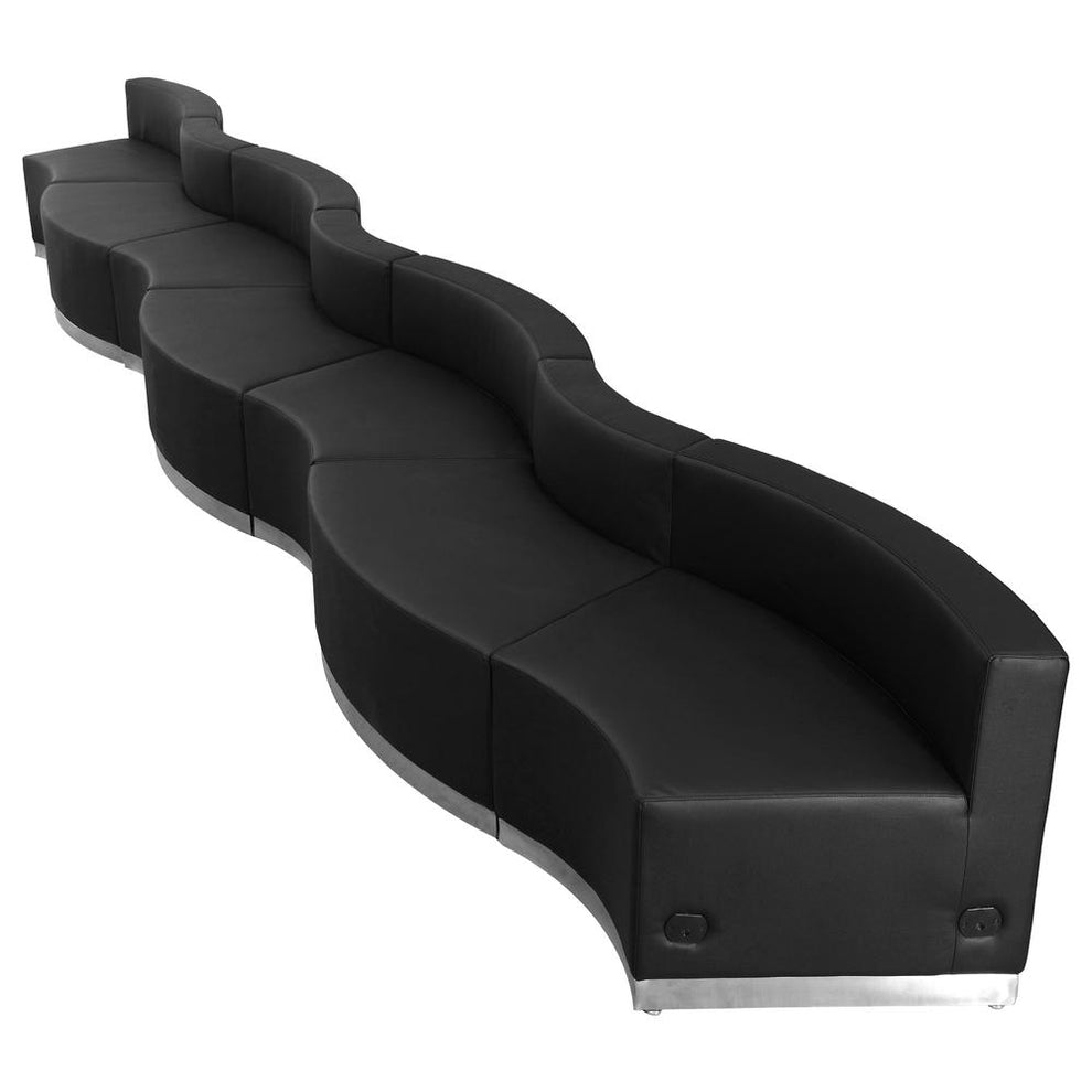 Hercules Alon Series Black Leathersoft Reception Configuration, 7 Pieces By Flash Furniture | Sofa Set | Modishstore - 2