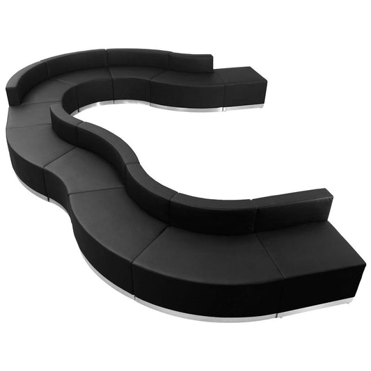 Hercules Alon Series Black Leathersoft Reception Configuration, 11 Pieces By Flash Furniture | Sofas | Modishstore