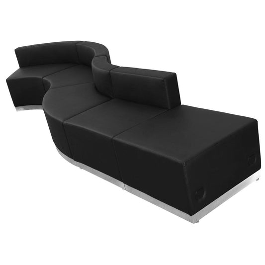Hercules Alon Series Black Leathersoft Reception Configuration, 5 Pieces By Flash Furniture | Sofas | Modishstore
