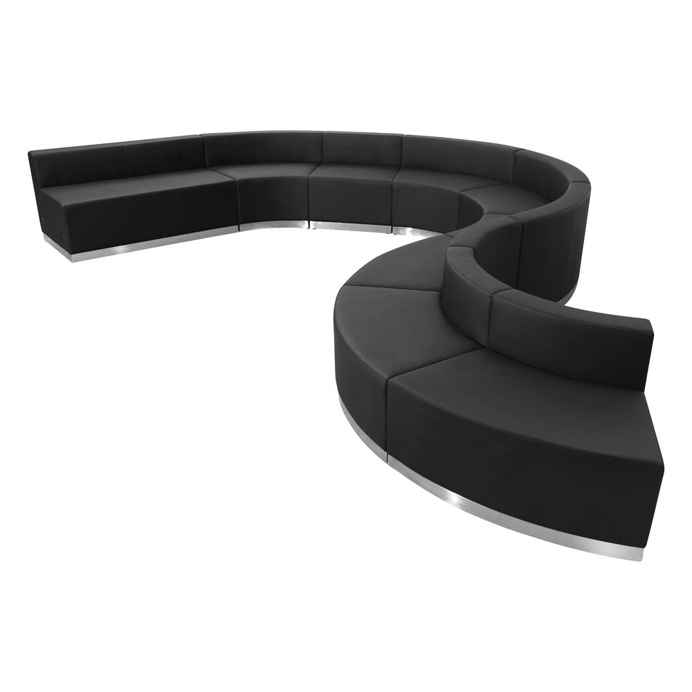 Hercules Alon Series Black Leathersoft Reception Configuration, 9 Pieces By Flash Furniture | Sofa Set | Modishstore - 1