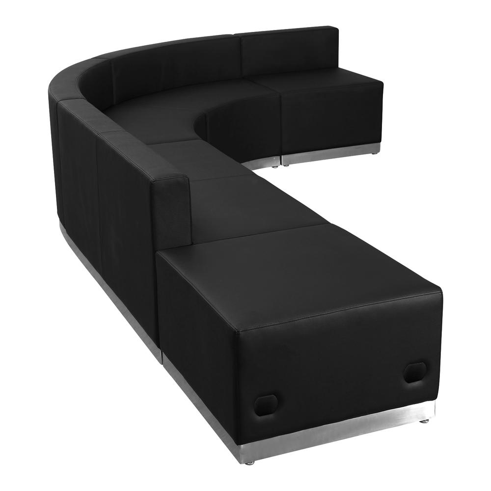Hercules Alon Series Black Leathersoft Reception Configuration, 5 Pieces By Flash Furniture | Sofa Set | Modishstore - 1