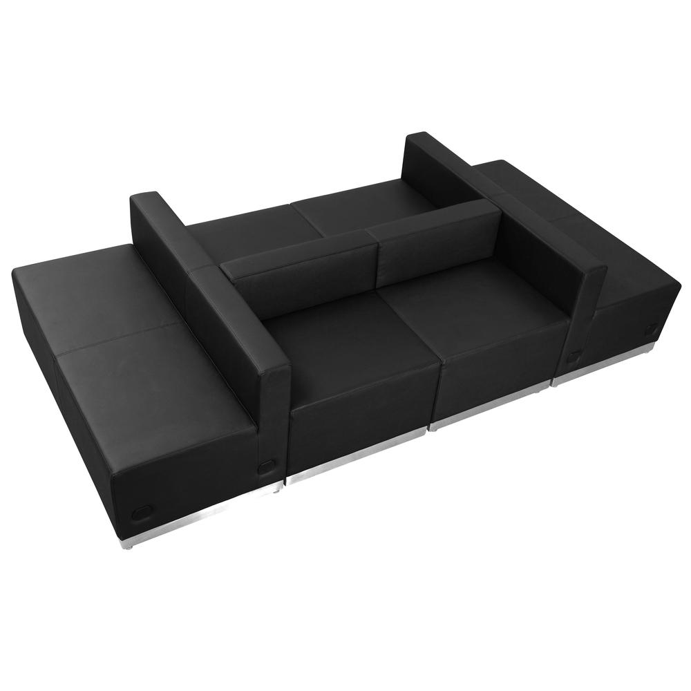 Hercules Alon Series Black Leathersoft Reception Configuration, 6 Pieces By Flash Furniture | Sofas | Modishstore - 1