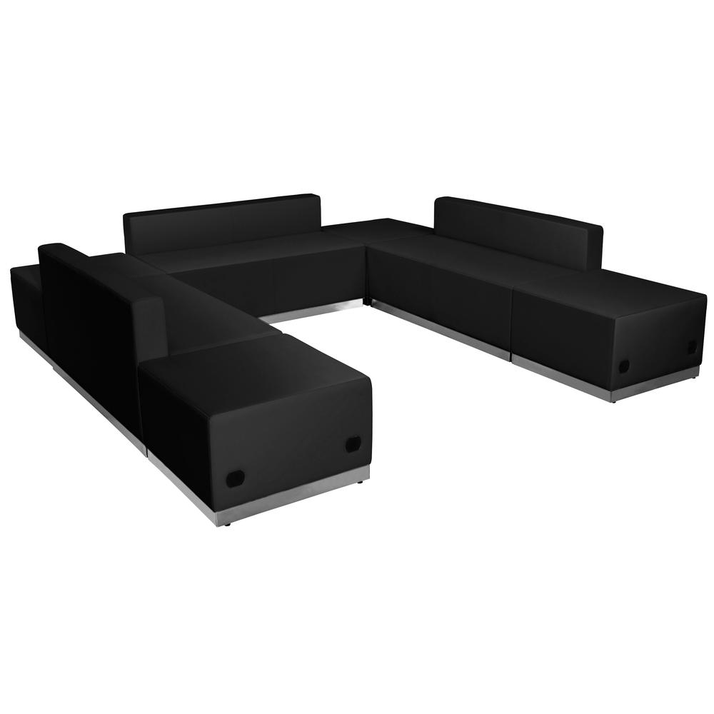 Hercules Alon Series Black Leathersoft Reception Configuration, 7 Pieces By Flash Furniture | Sofa Set | Modishstore - 1