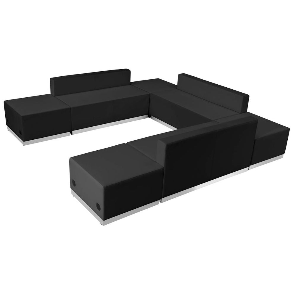 Hercules Alon Series Black Leathersoft Reception Configuration, 7 Pieces By Flash Furniture | Sofa Set | Modishstore - 2