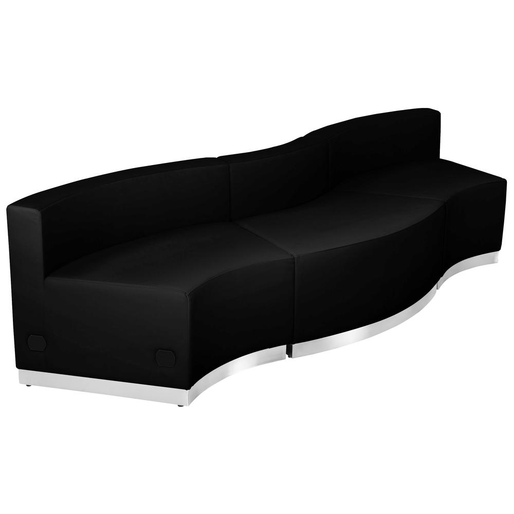 Hercules Alon Series Black Leathersoft Reception Configuration, 3 Pieces By Flash Furniture | Sofas | Modishstore - 1