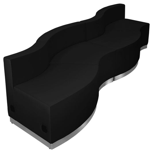 Hercules Alon Series Black Leathersoft Reception Configuration, 4 Pieces By Flash Furniture | Sofas | Modishstore