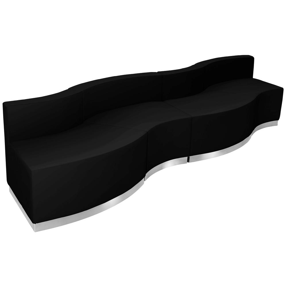 Hercules Alon Series Black Leathersoft Reception Configuration, 4 Pieces By Flash Furniture | Sofas | Modishstore - 3