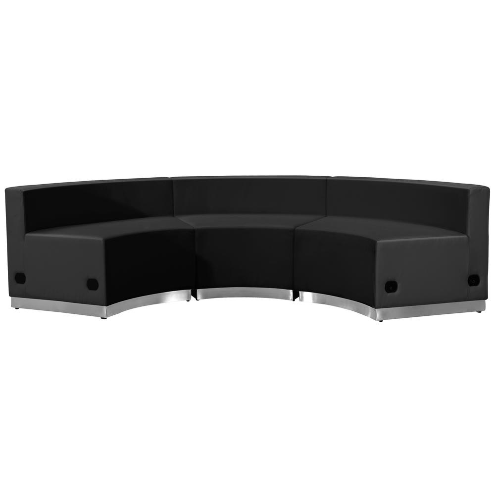 Hercules Alon Series Black Leathersoft Reception Configuration, 3 Pieces By Flash Furniture | Sofa Set | Modishstore - 4