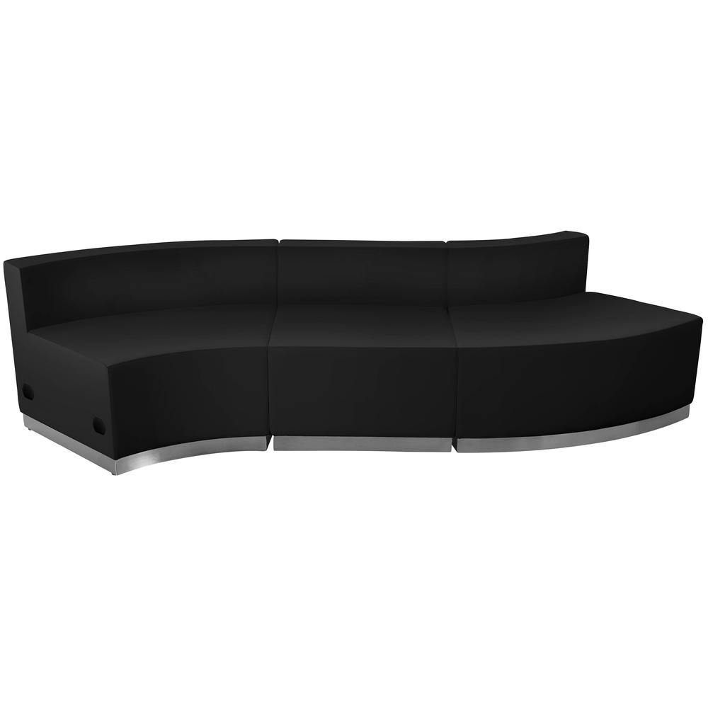 Hercules Alon Series Black Leathersoft Reception Configuration, 3 Pieces By Flash Furniture | Sofas | Modishstore - 4