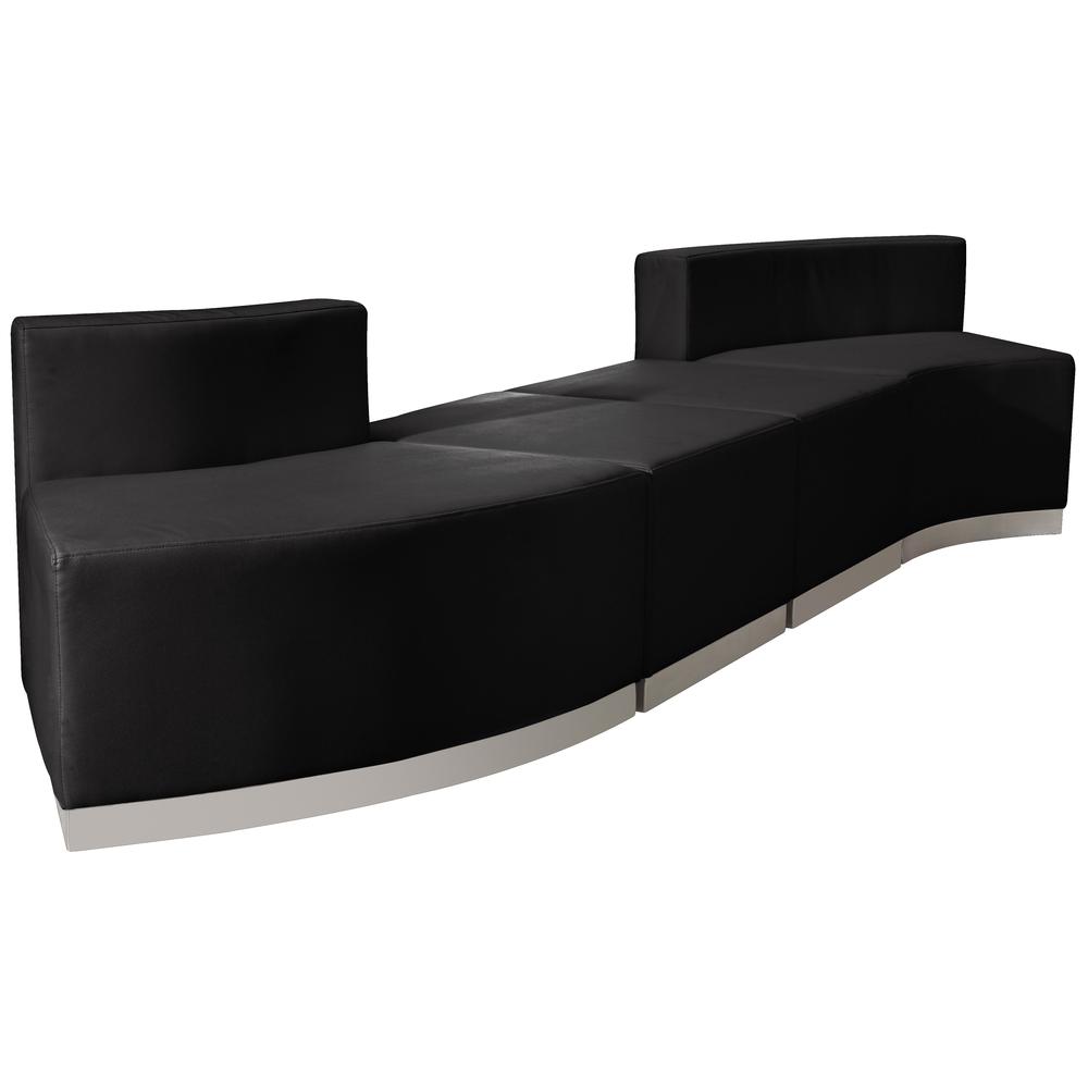 Hercules Alon Series Black Leathersoft Reception Configuration, 4 Pieces By Flash Furniture | Sofas | Modishstore - 1