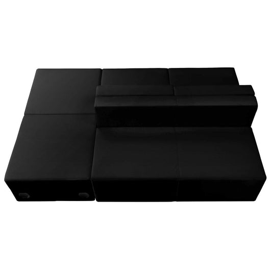 Hercules Alon Series Black Leathersoft Reception Configuration, 4 Pieces By Flash Furniture | Sofas | Modishstore