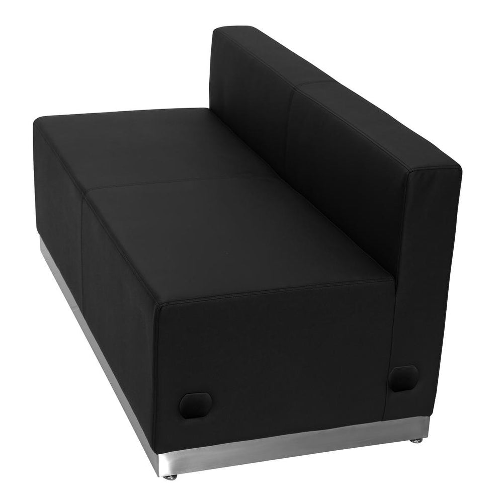 Hercules Alon Series Black Leathersoft Loveseat With Brushed Stainless Steel Base By Flash Furniture | Loveseats | Modishstore - 3