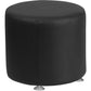 Hercules Alon Series Black Leathersoft 18'' Round Ottoman By Flash Furniture | Ottomans | Modishstore - 1