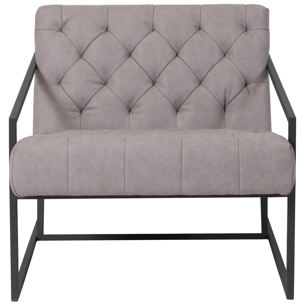 Hercules Madison Series Retro Light Gray Leathersoft Tufted Lounge Chair By Flash Furniture | Lounge Chairs | Modishstore - 4