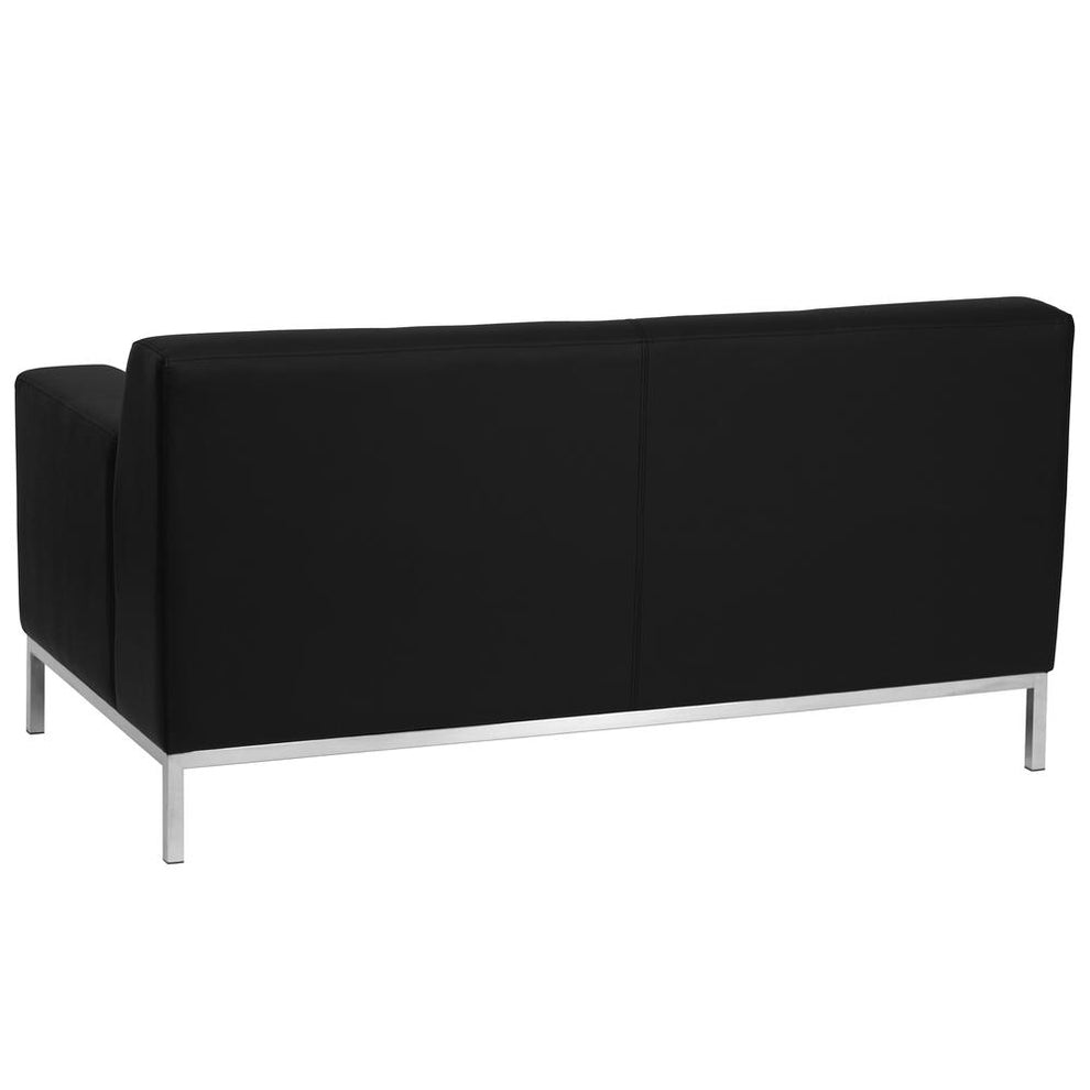 Hercules Definity Series Contemporary Black Leathersoft Loveseat With Stainless Steel Frame By Flash Furniture | Loveseats | Modishstore - 2