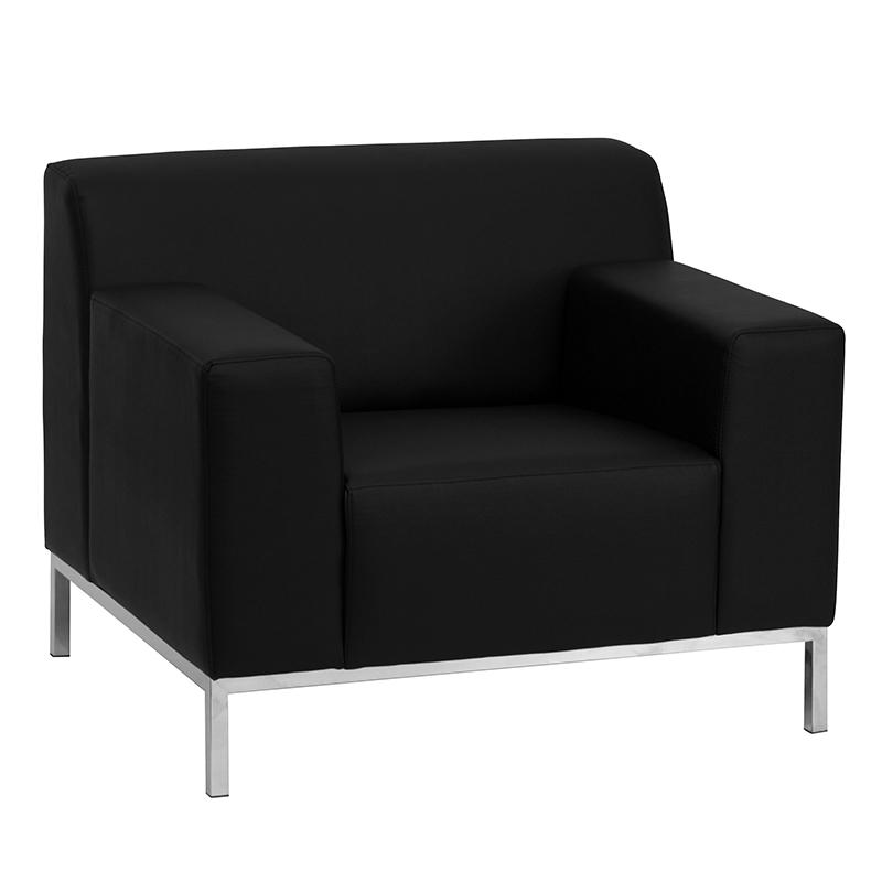 Hercules Definity Series Reception Set In Black Leathersoft By Flash Furniture | Sofas | Modishstore - 4