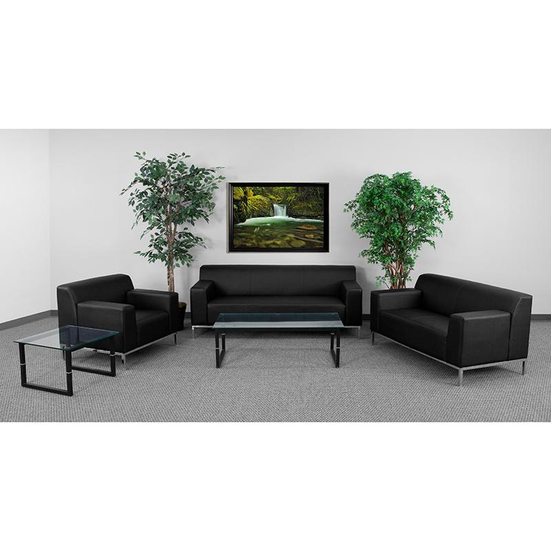 Hercules Definity Series Reception Set In Black Leathersoft By Flash Furniture | Sofas | Modishstore