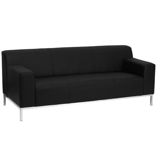 Hercules Definity Series Contemporary Black Leathersoft Sofa With Stainless Steel Frame By Flash Furniture | Sofas | Modishstore