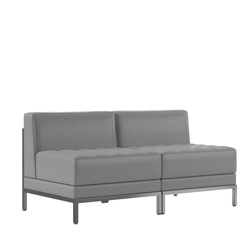 Hercules Imagination Series 2 Piece Gray Leathersoft Waiting Room Lounge Set - Reception Bench By Flash Furniture | Sofas | Modishstore - 2