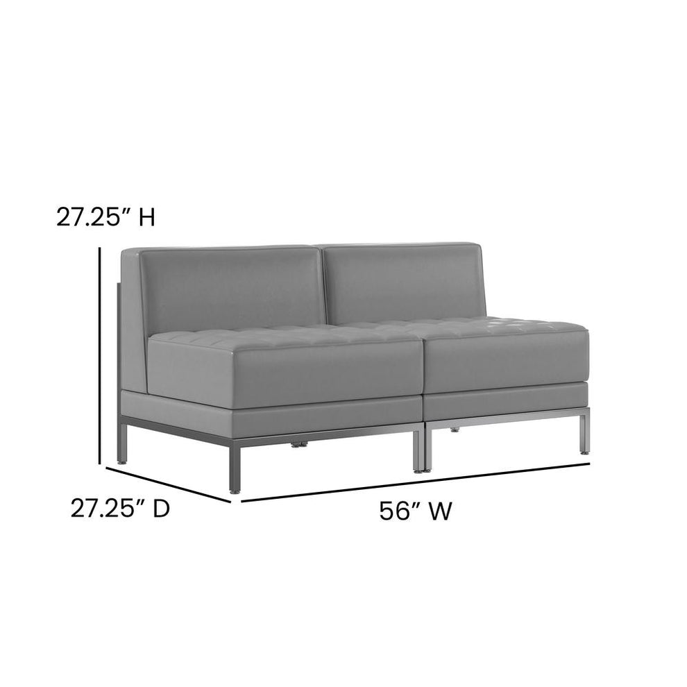 Hercules Imagination Series 2 Piece Gray Leathersoft Waiting Room Lounge Set - Reception Bench By Flash Furniture | Sofa Set | Modishstore - 4