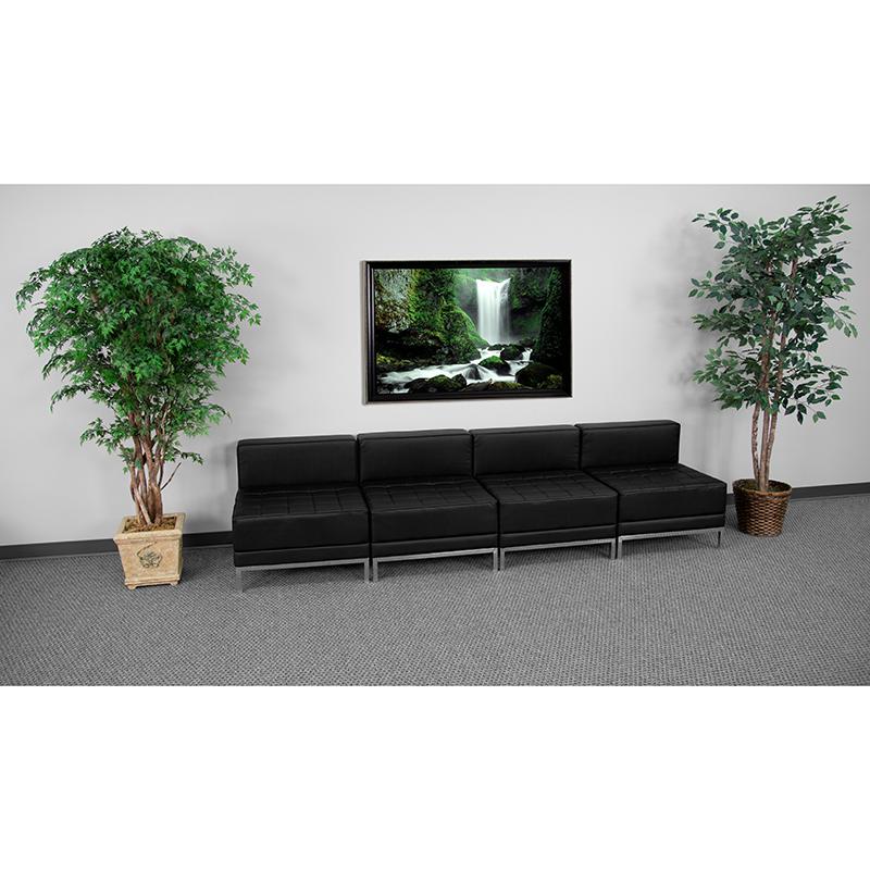 Hercules Imagination Series Black Leathersoft Lounge Set, 4 Pieces By Flash Furniture | Sofas | Modishstore - 1