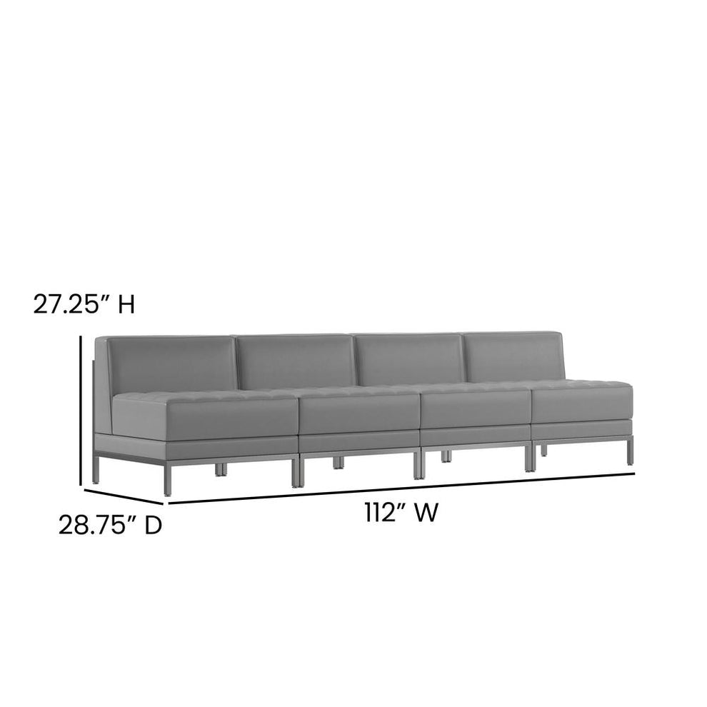 Hercules Imagination Series 4 Piece Gray Leathersoft Waiting Room Lounge Set - Reception Bench By Flash Furniture | Sofa Set | Modishstore - 4