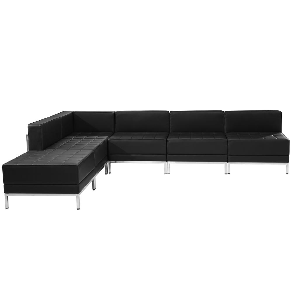Hercules Imagination Series Black Leathersoft Sectional Configuration, 6 Pieces By Flash Furniture | Sofa Set | Modishstore - 1