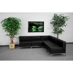 Hercules Imagination Series Black Leathersoft Sectional Configuration, 5 Pieces By Flash Furniture